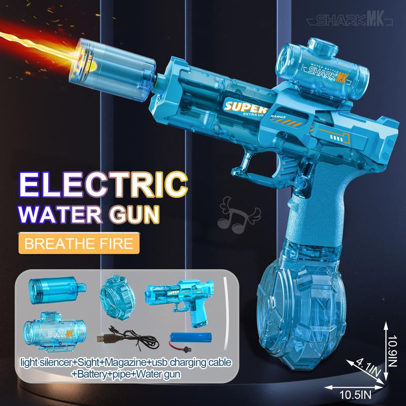 Electric Water Gun with Muzzle Light,Auto Water Gun Blaster,Squirt Gun Range 27-30 Ft,Outdoor Party Summer Water Guns Shooting Game Toy ,Ideal Watergun Gift for Kids & Adults.