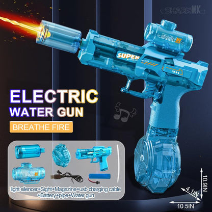 Electric Water Gun with Muzzle Light,Auto Water Gun Blaster,Squirt Gun Range 27-30 Ft,Outdoor Party Summer Water Guns Shooting Game Toy ,Ideal Watergun Gift for Kids & Adults.