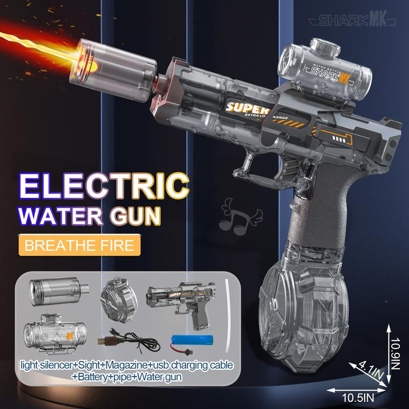Electric Water Gun with Muzzle Light,Auto Water Gun Blaster,Squirt Gun Range 27-30 Ft,Outdoor Party Summer Water Guns Shooting Game Toy ,Ideal Watergun Gift for Kids & Adults.