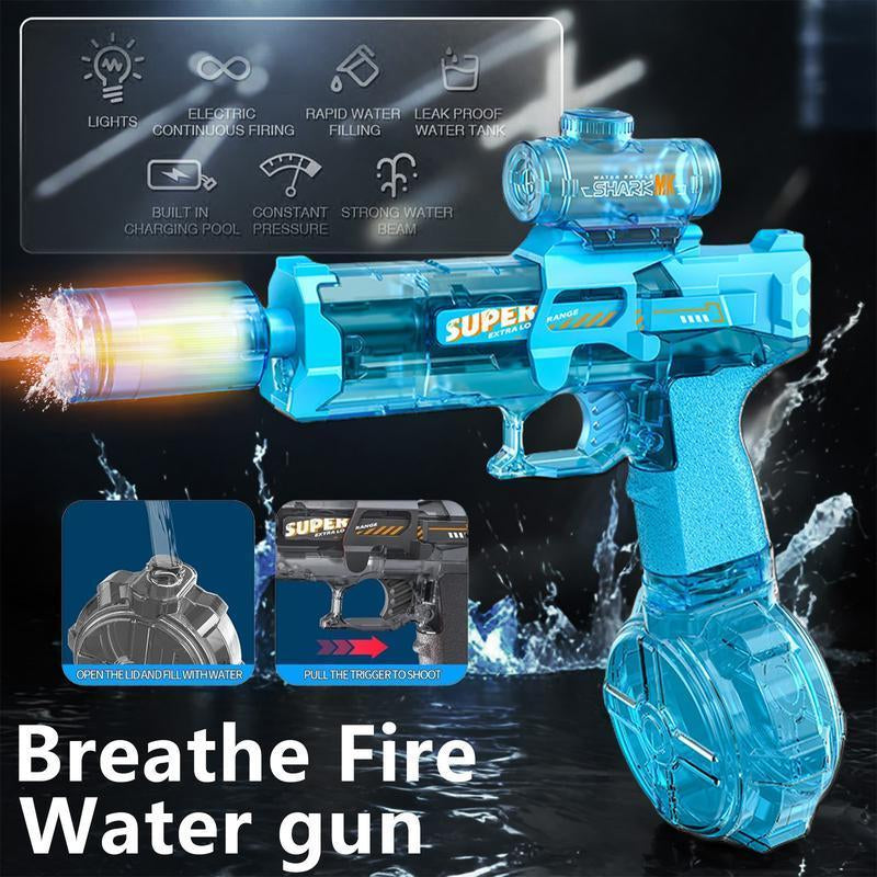 Electric Water Gun with Muzzle Light,Auto Water Gun Blaster,Squirt Gun Range 27-30 Ft,Outdoor Party Summer Water Guns Shooting Game Toy ,Ideal Watergun Gift for Kids & Adults.