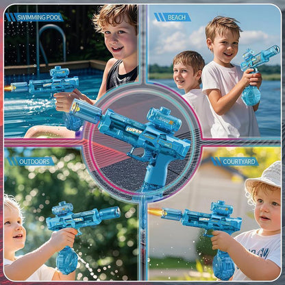 Electric Water Gun with Muzzle Light,Auto Water Gun Blaster,Squirt Gun Range 27-30 Ft,Outdoor Party Summer Water Guns Shooting Game Toy ,Ideal Watergun Gift for Kids & Adults.