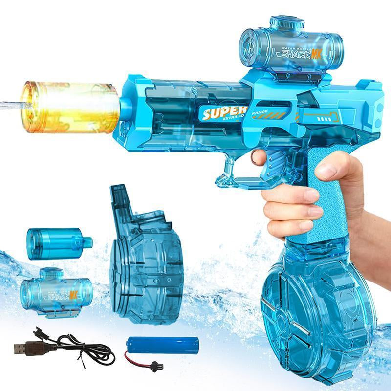 Electric Water Gun with Muzzle Light,Auto Water Gun Blaster,Squirt Gun Range 27-30 Ft,Outdoor Party Summer Water Guns Shooting Game Toy ,Ideal Watergun Gift for Kids & Adults.